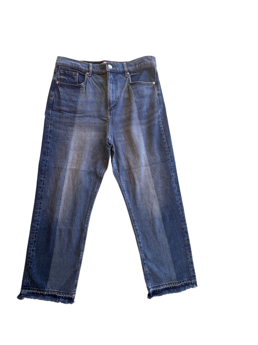 LOFT size 12P 2-tone blue denim frayed hem denim jeans